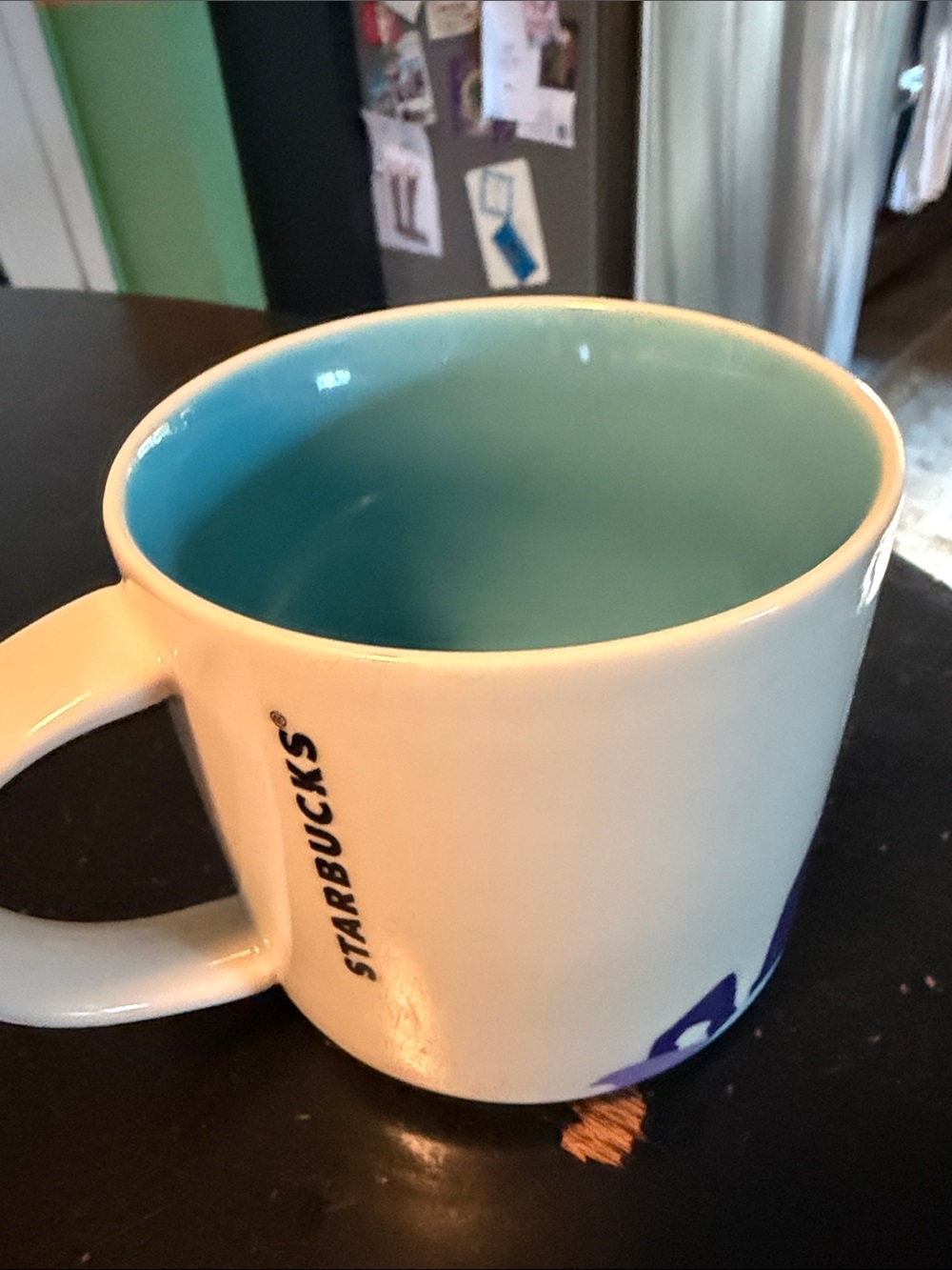 Starbucks Oregon Mug with Teal Interior and Purple & Green Scenic Graphics - Picture 3 of 3